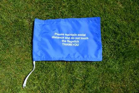 covid-19 do not touch flagstick message printed flag