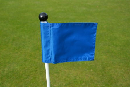 mini blue putting green fabric flag