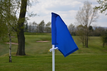 standard blue nylon footgolf flag with cotton tie