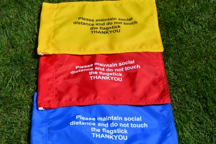 velcro fastening flags for golf course with printed text