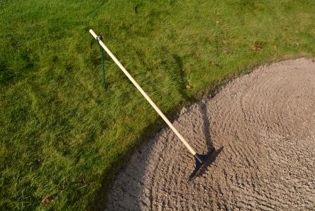wooden handle bunker rake